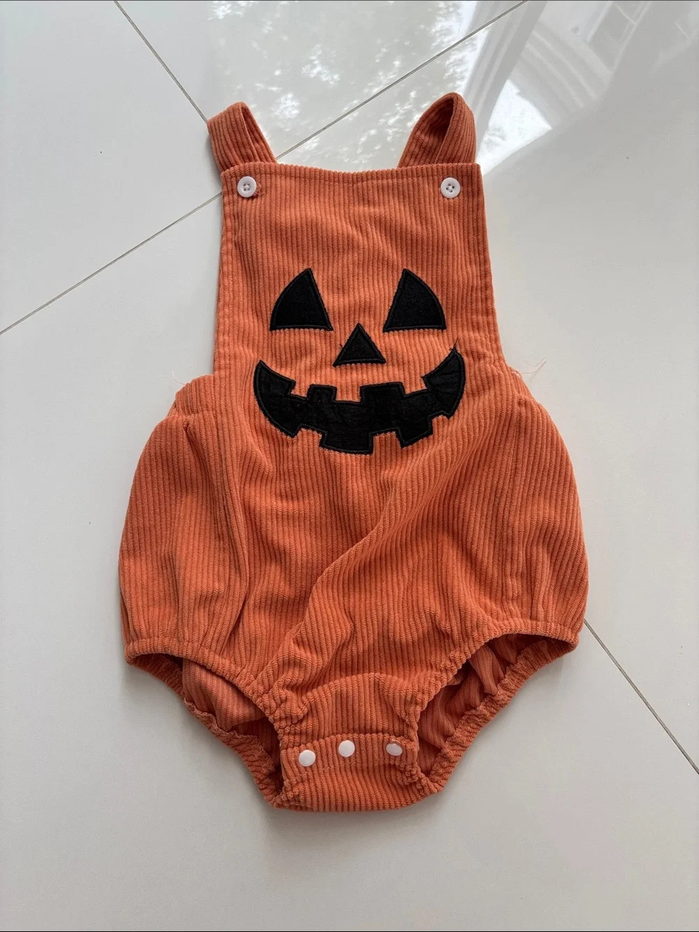 Orange Pumpkin Jack-O'-Lantern Baby Halloween Romper